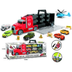 No Brand Vrachtwagen Met 5 Auto's + 1 Helikopter -Poppen Speelgoed Winkel 1982609 d07219b9