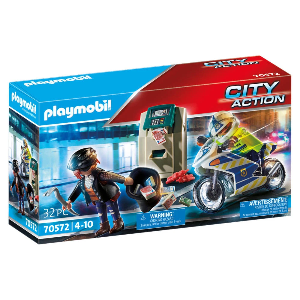 PLAYMOBIL City Action Politiemotor Achtervolging Van De Geldrover 70572 3 PLAYMOBIL City Action Politiemotor Achtervolging Van De Geldrover 70572